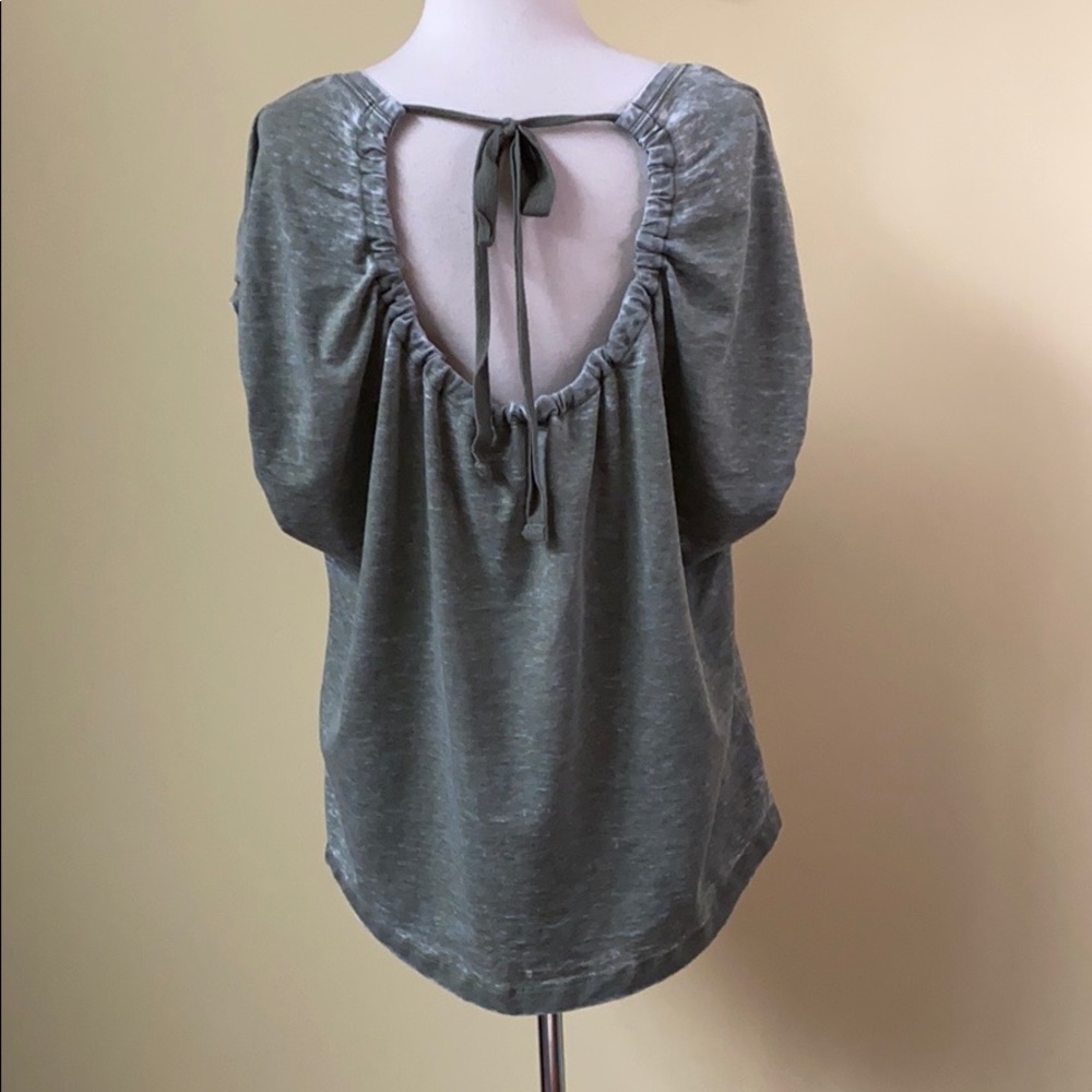 Sanctuary Open Drawstring Back Distressed Moss Top - image 3
